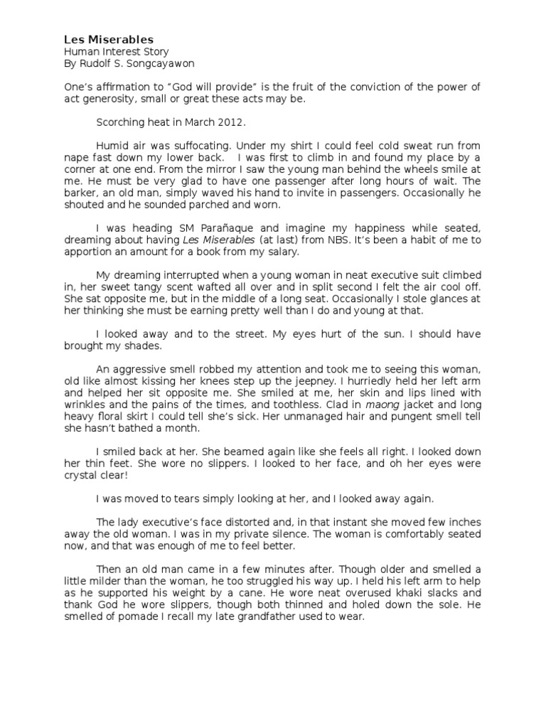 Feature Article Human Interest by Rudolf Songcayawon | PDF