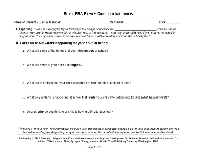 FBA Interview Guide for Parents | PDF