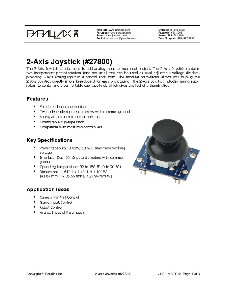 2 Axis Joystick Documentation v1.2 | PDF | Electrical Engineering ...