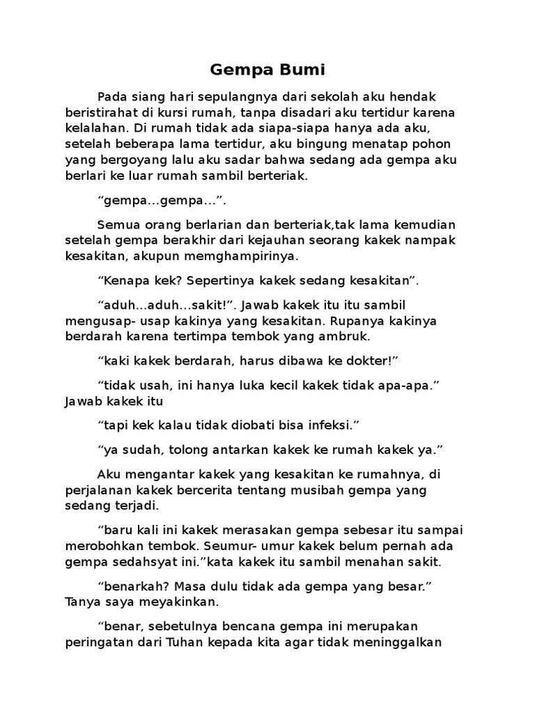 cerpen Gempa Bumi