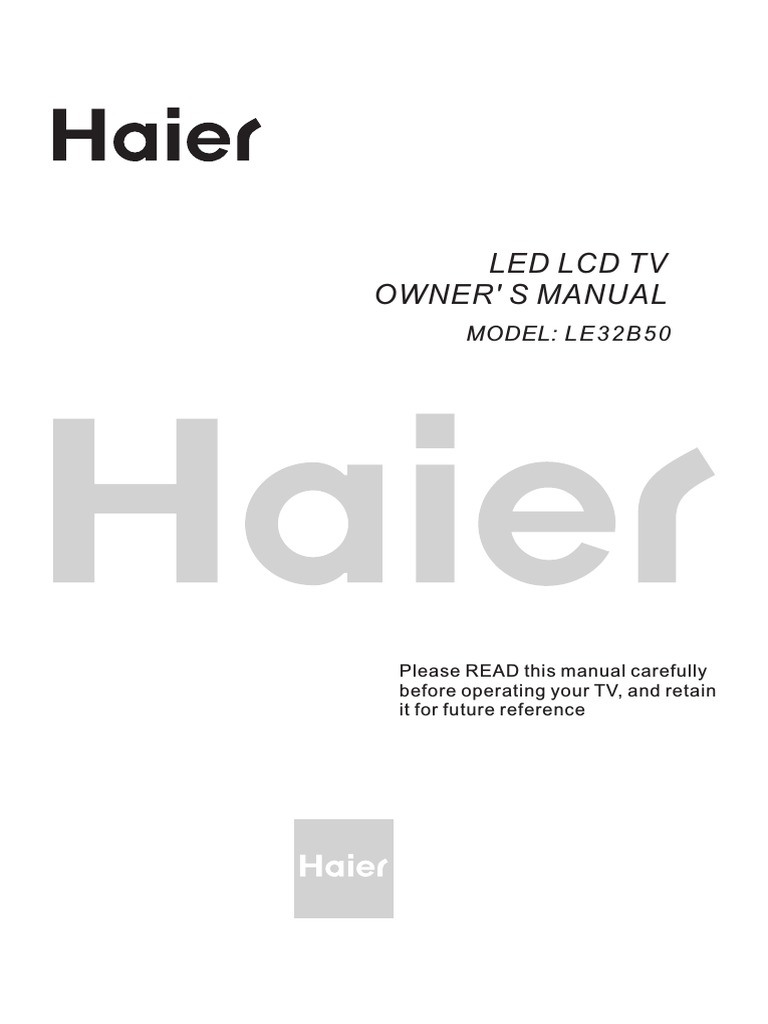 Haier TV Manual LE32B50 PDF Hdmi Video
