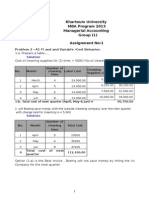 Managenent Accounting Assignment