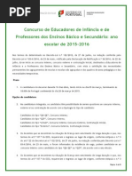 Nota Informativa Do Concurso de Educadores de Infância e de Professores Dos Ensinos Básico e Secundário - Ano Escolar%2