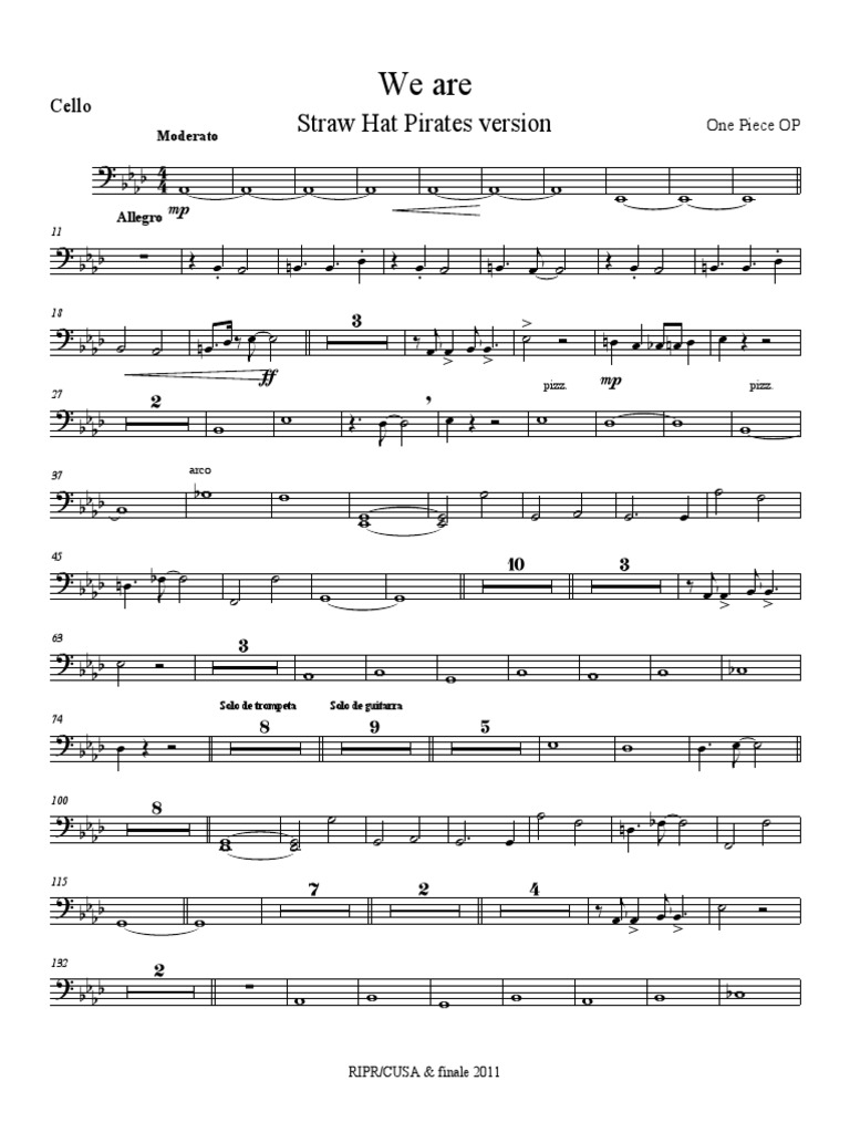 One Piece Op We Are Easy Strings Shp Ver Nuevo Cello Pdf