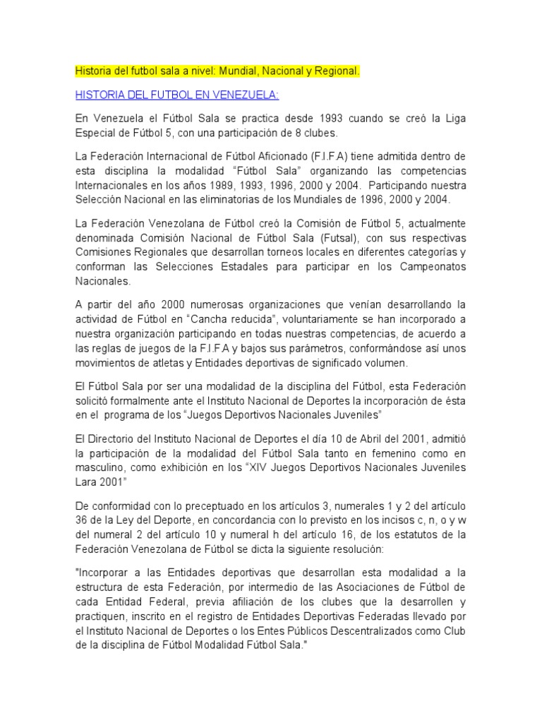 Historia Del Futbol Sala Asociacion De Futbol Deportes Atleticos