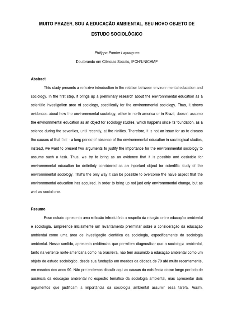 Muito Prazer, Sou A Educacao Ambiental | PDF | Movimento ambientalista ...