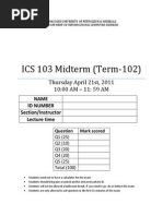 Ics-103 Midterm Key Solution