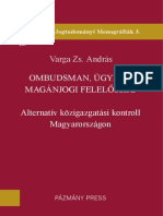 Varga Zs. András: Ombudsman, Ügyész, Magánjogi Felelősség - Alternatív Közigazgatási Kontroll Magyarországon