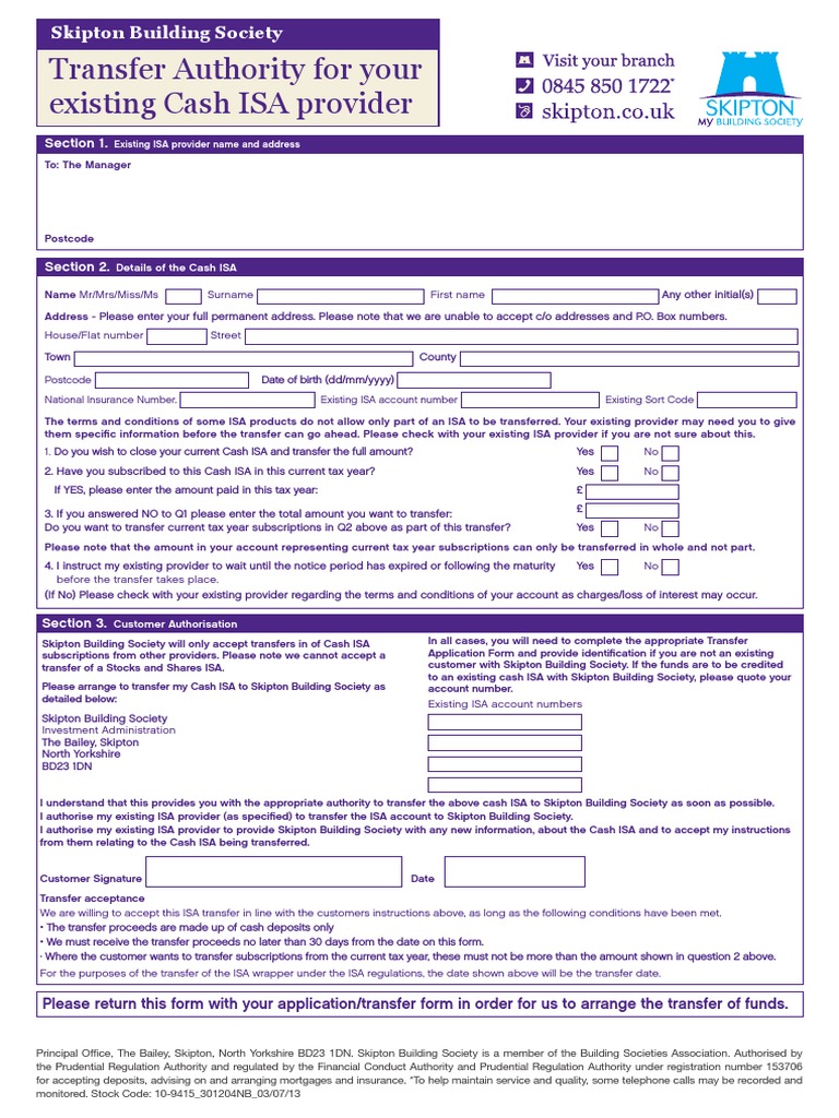 Is a Transfer Authority Form Money Service Industries
