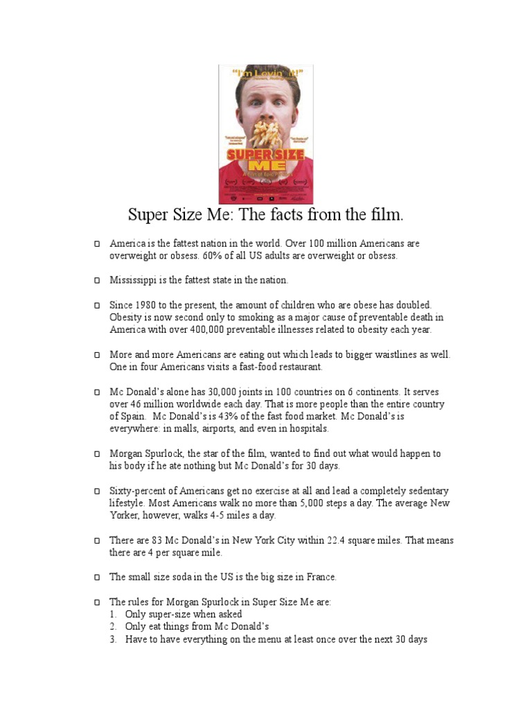 worksheet Supersize Me Worksheet super size me facts sheet mc donalds obesity