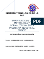 Ensayo Metrología y Normalización en la Ingeniería Industrial