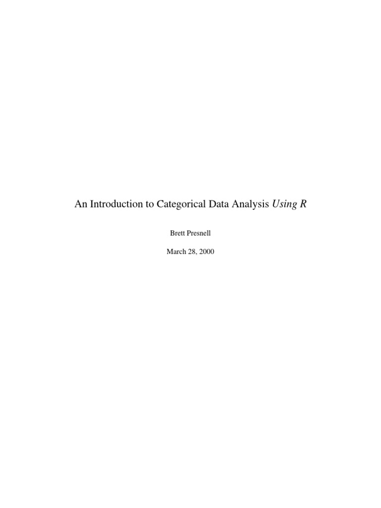 An Introduction To Categorical Data Analysis Using R | PDF