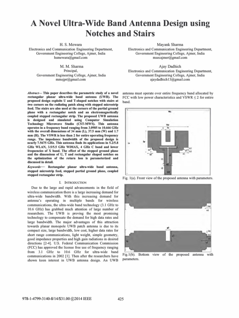 A Novel Ultra-Wide Band Antenna Design Using Notches and Stairs | PDF ...