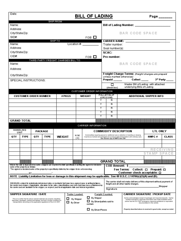 Bill of Lading BL | PDF | Cargo | Bill Of Lading