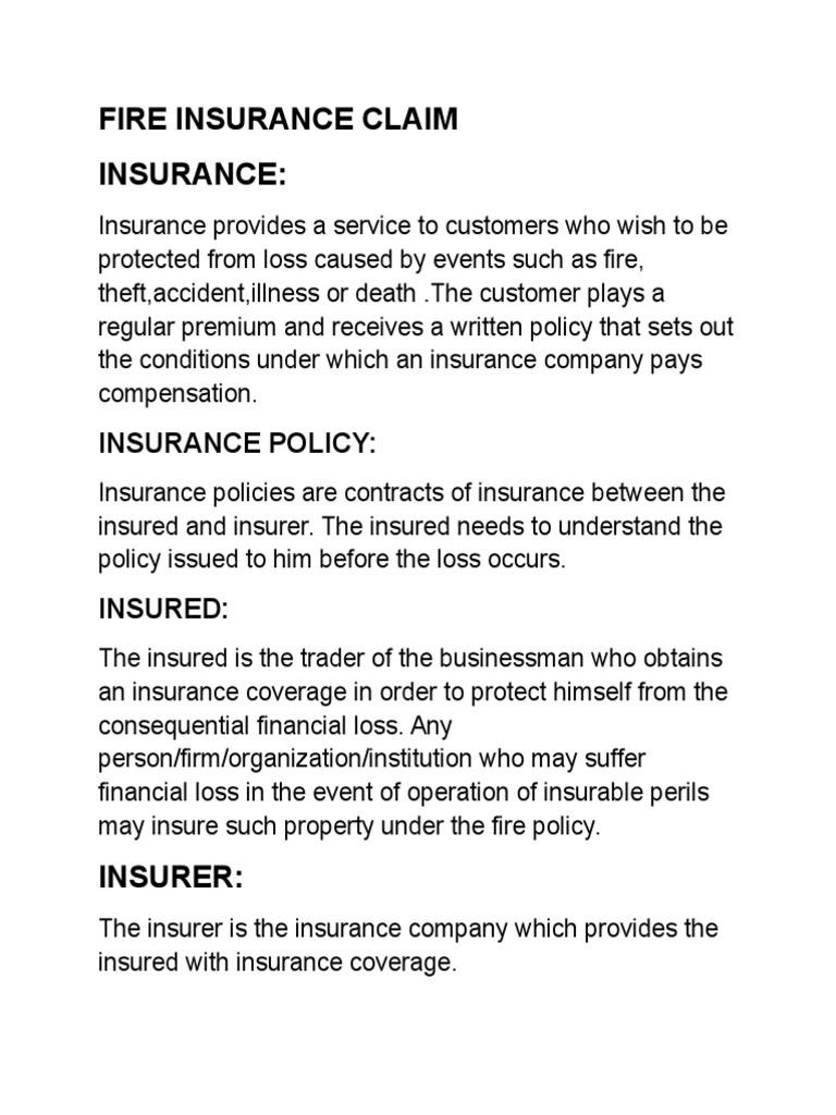 Fire Insurance Claim Final Word PDF Property Insurance Insurance