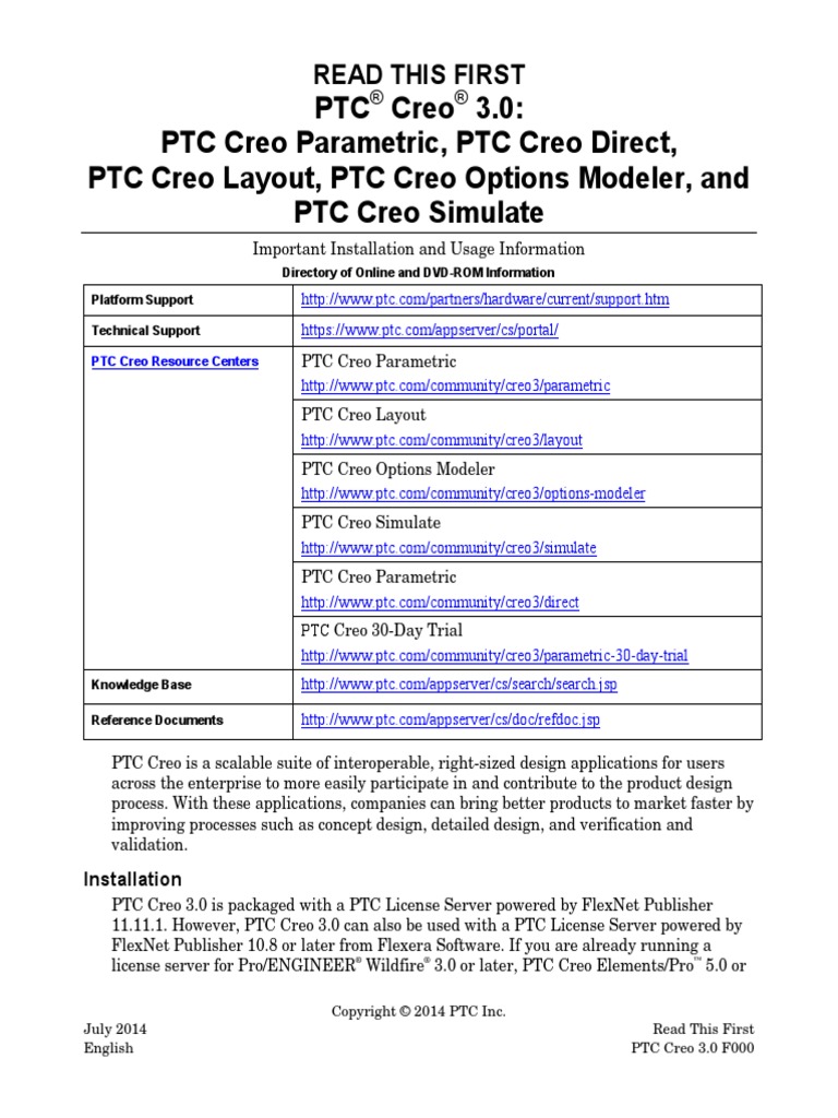 Creo 3 F000 Readme | PDF | Computers | Technology & Engineering