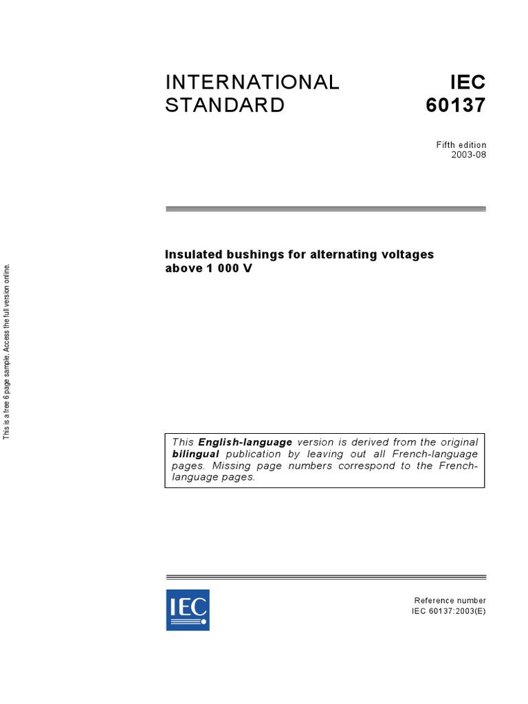 International Standard: Insulated Bushings For Alternating Voltages ...