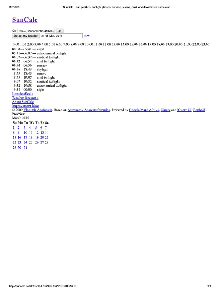 SunCalc - Sun Position | PDF