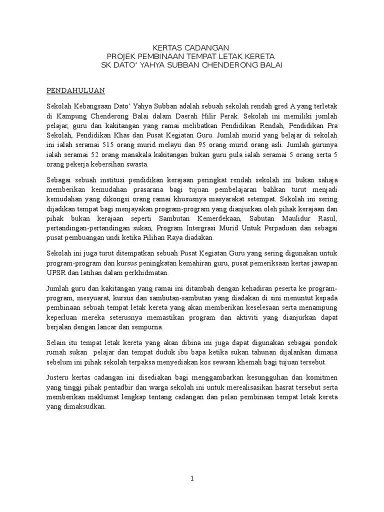 Proposal Membina Tempat Letak Kereta Pdf