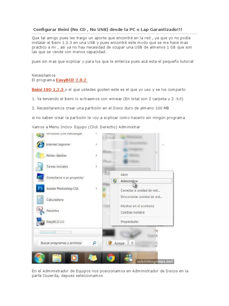 Instalar Beini sin USB ni CD | PDF | Disco compacto | Archivo de ...