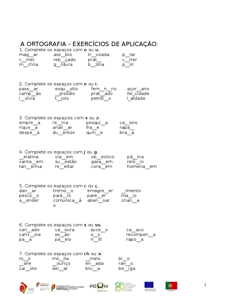 Ortografia Ex | PDF | Vogal | Palavra