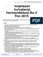 Penjelasan Ekuivalensi Permendikbud No 4 THN 2015