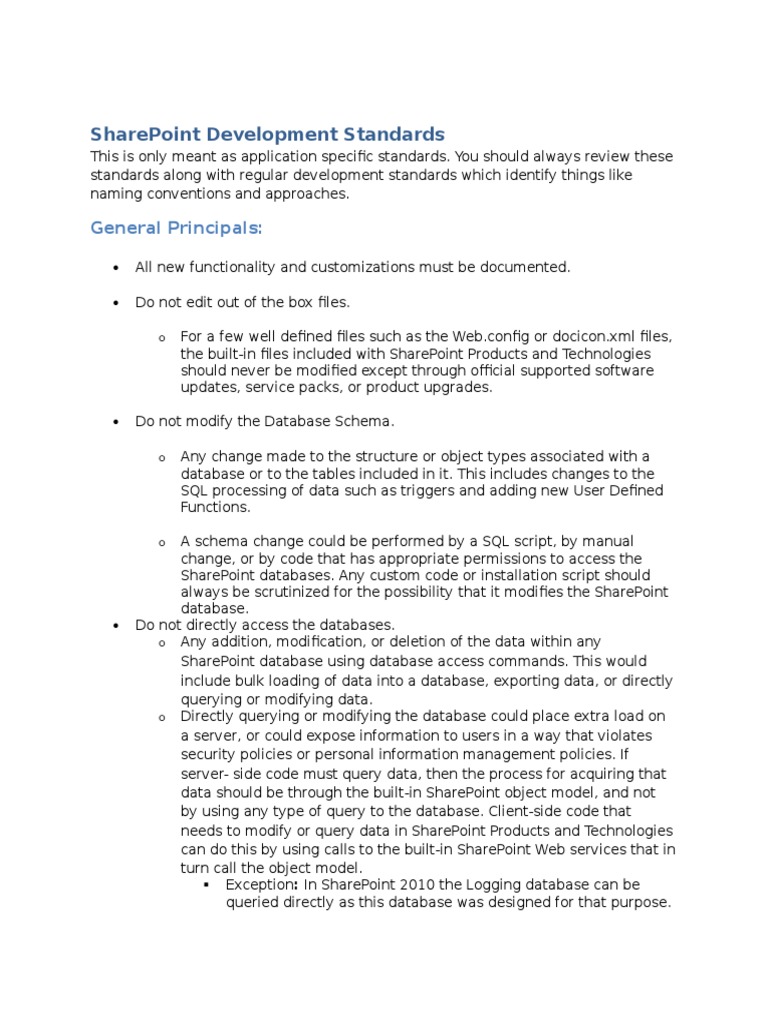 SharePoint Dev Guidelines | PDF | Share Point | Databases