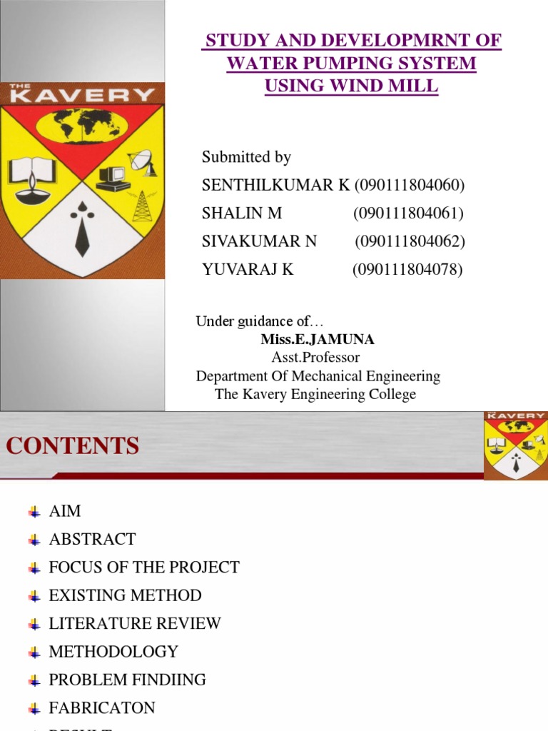 Study and Development of Water Pumping System Using Wind Mill PDF