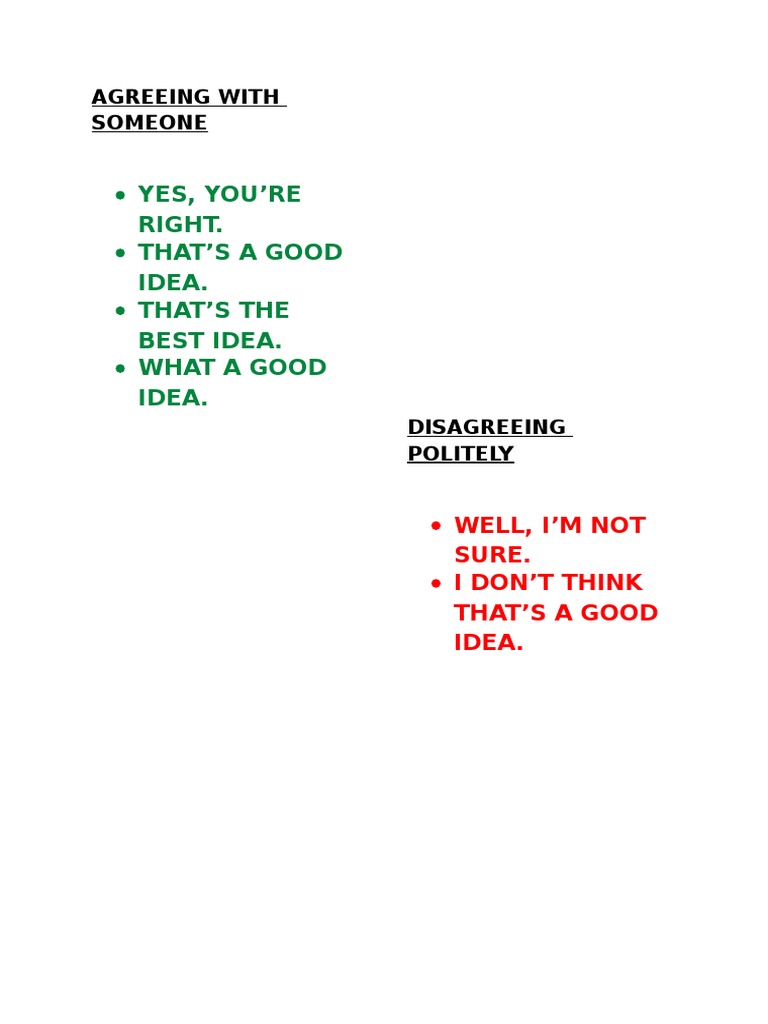 Agreeing and Disagreeing Politely | PDF | Lifestyle