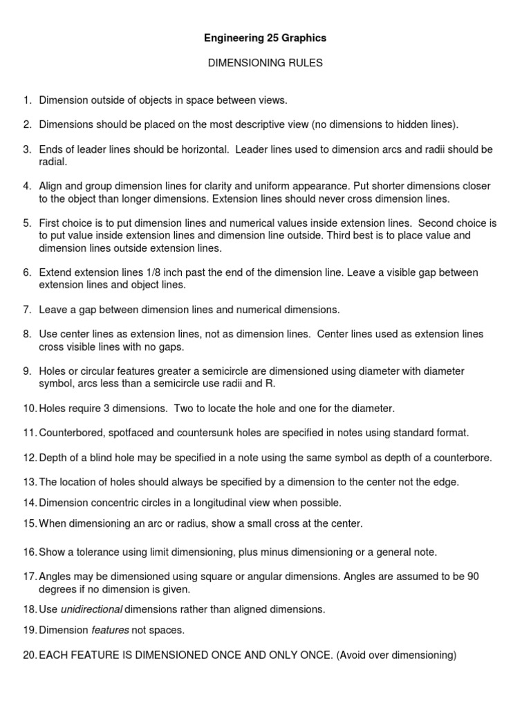 Engineering Graphics Dimensioning Rules | PDF | Home & Garden | Art