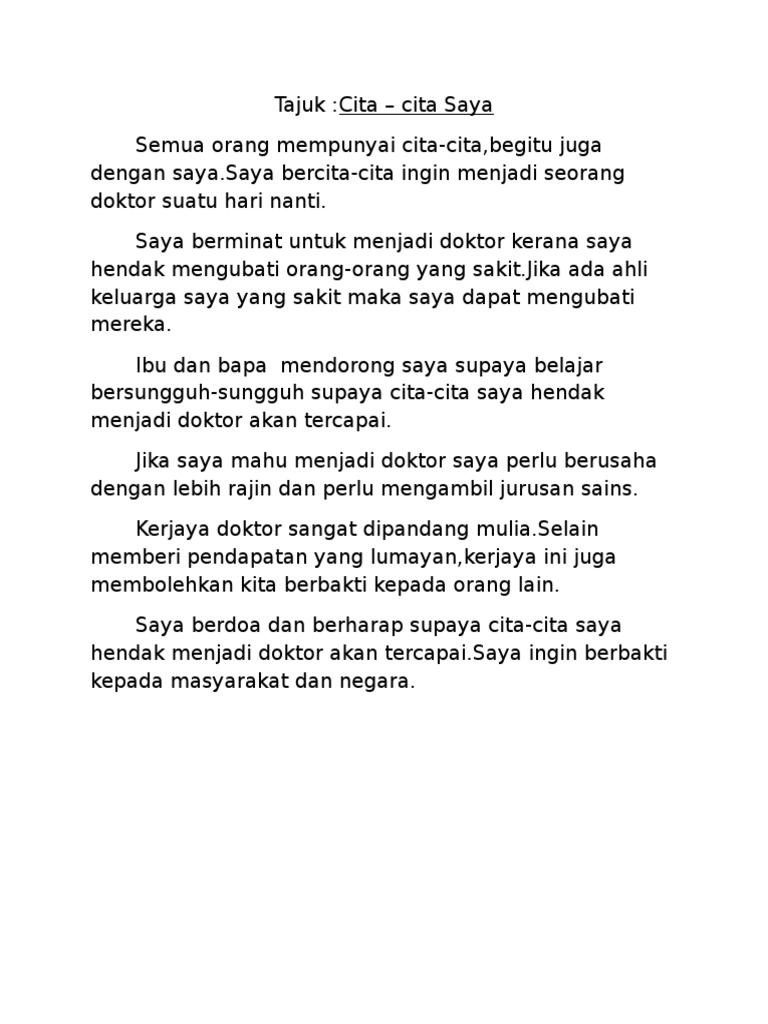 Tajuk Karangan Citacita Saya
