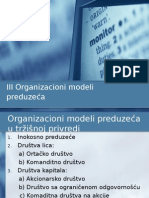 III Organizacioni Modeli Preduzeća