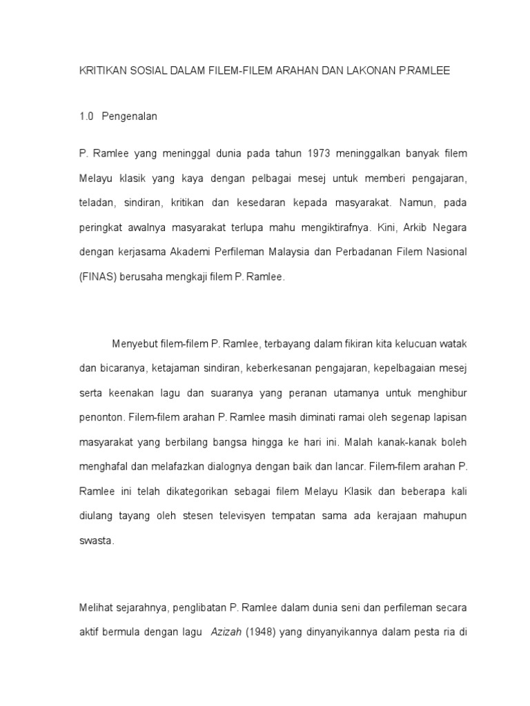 Kritikan Sosial Dalam Filem Pdf