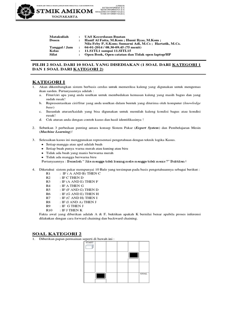 Contoh Soal Dan Jawaban Sistem Pakar Ilmu Soal