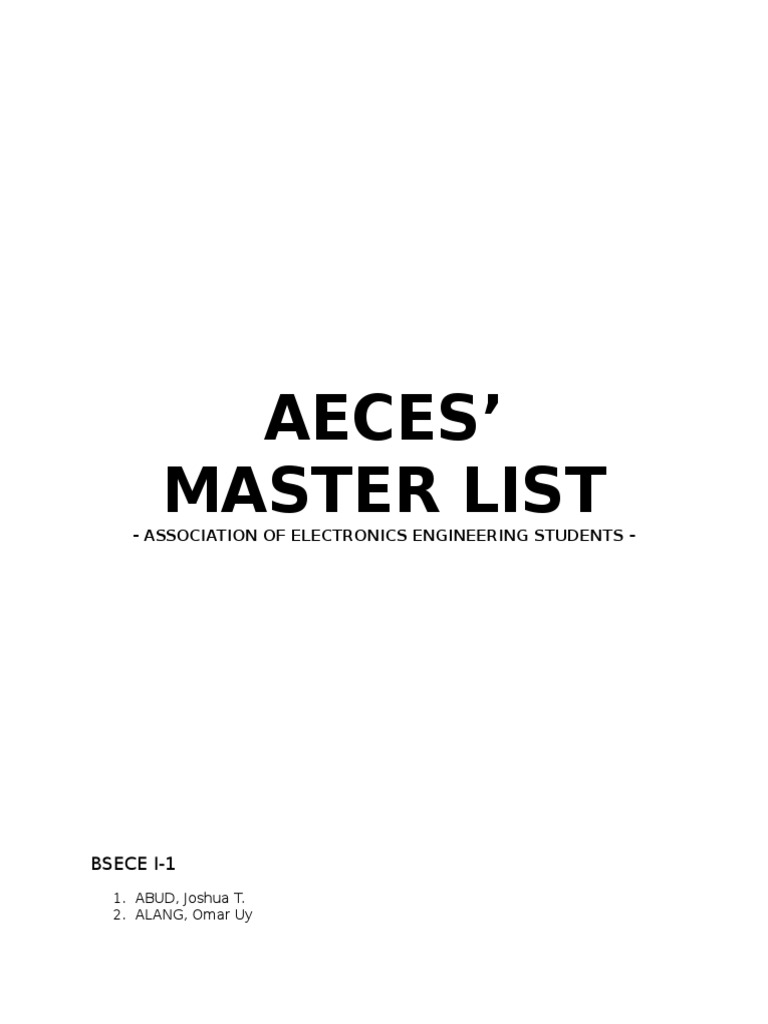 AECES Master List of Students | PDF