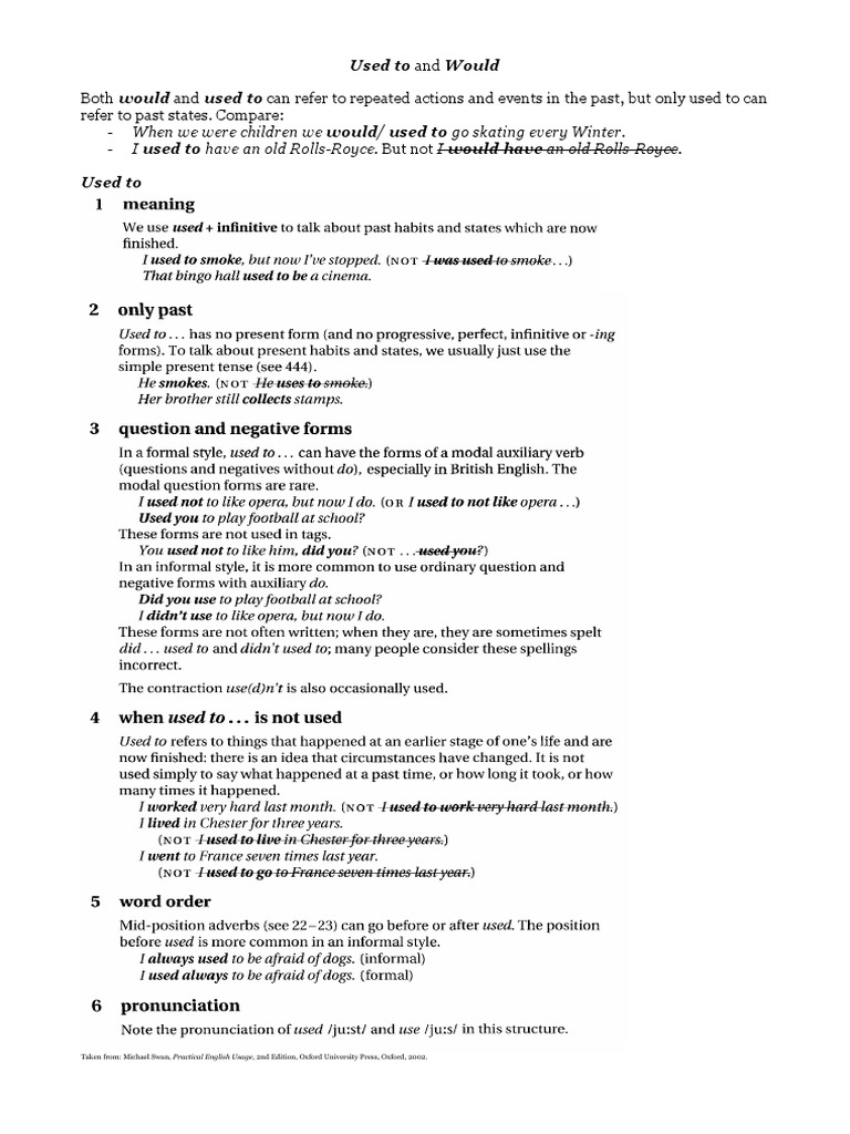 Used To and Would With Exercises | PDF | Dishwasher