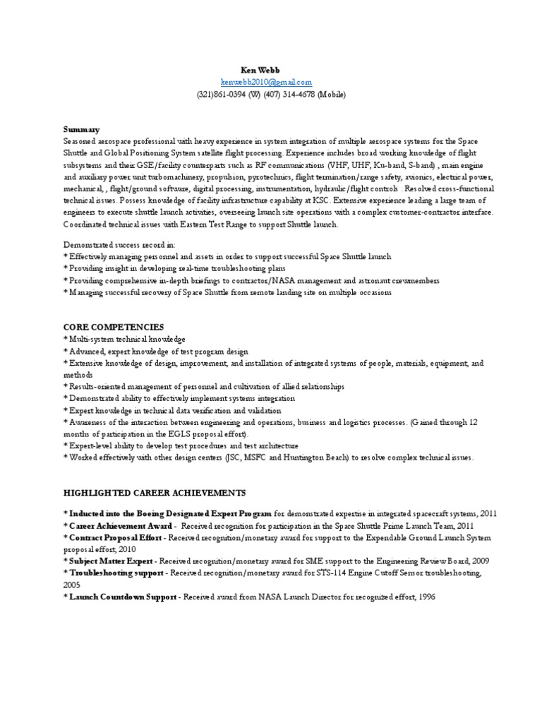 Aerospace Systems Integration Expert | PDF | Space Shuttle | Kennedy ...