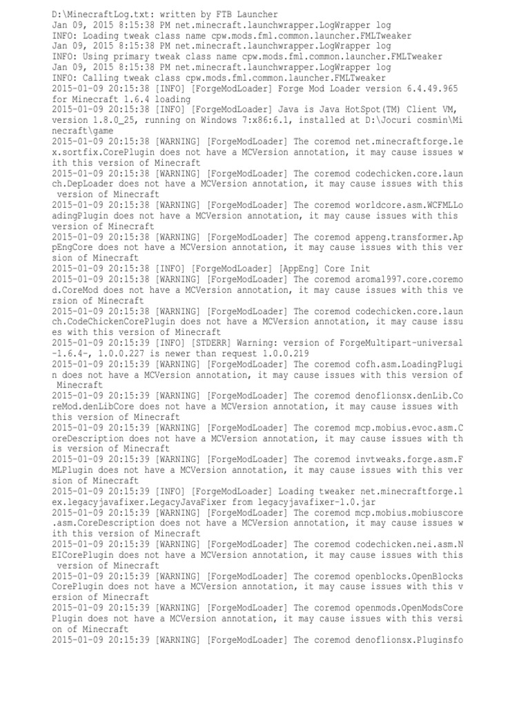Mine Craft Log | PDF | Software | Computing