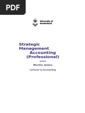 Sma Study Pack Apc315 Management Accounting Strategic Management