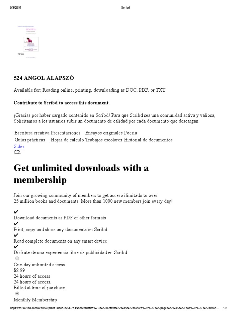 Scribd Membership Plans Overview | PDF | Computers
