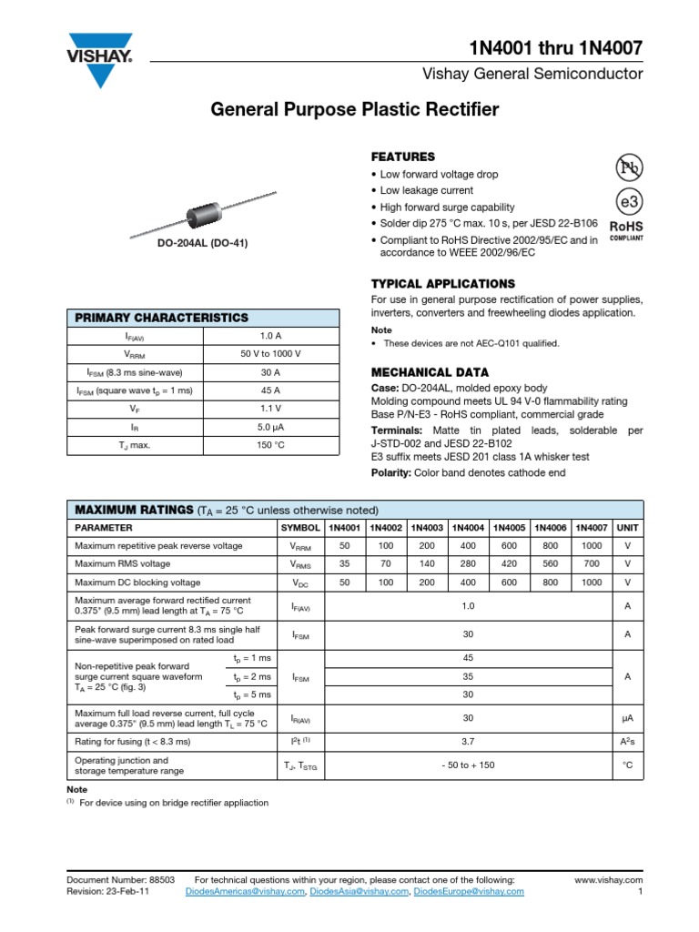 1n4001 Diode | PDF