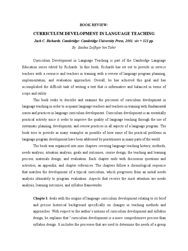 Book Review-Curriculum Development in Language Teaching-Libre | PDF ...