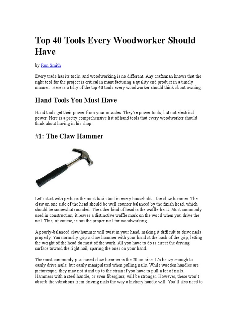 Top 40 Tools Every Woodworker Should Have PDF Drill Tools