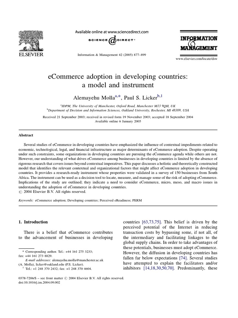 eCommerce in Developing Nations | PDF | Validity (Statistics) | E Commerce