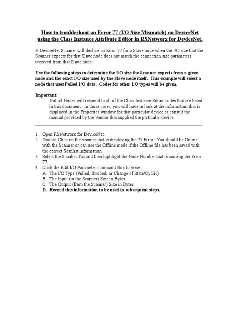 How To Troubleshoot An Error 77 in Devicenet | PDF | Input/Output ...