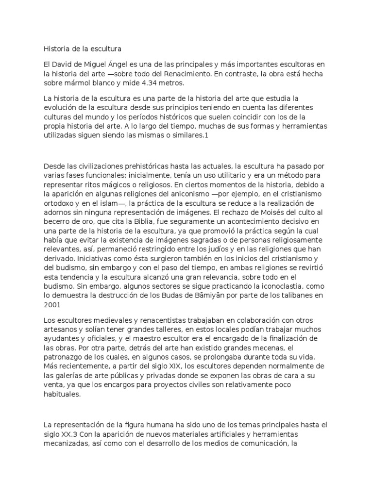 Evolución de la escultura a través del tiempo | PDF | Escultura | Artes ...