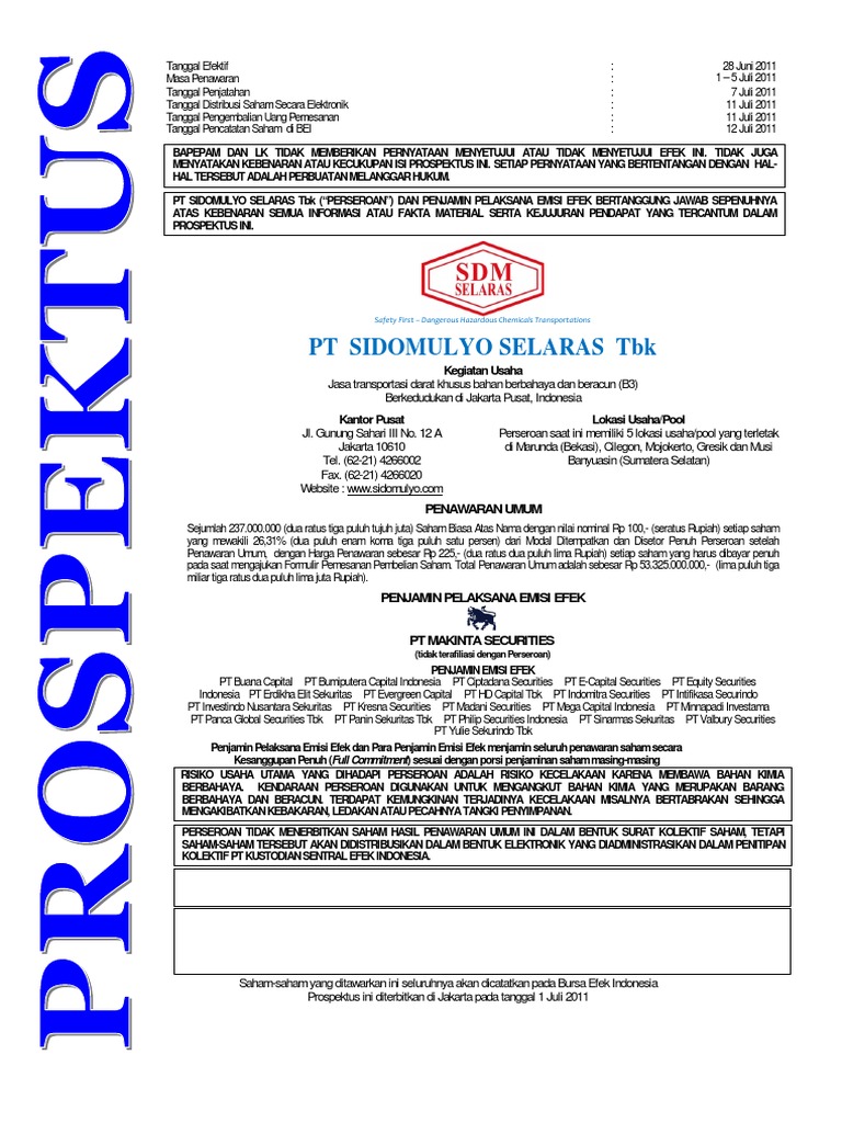 Contoh Prospektus1 | PDF | Hukum