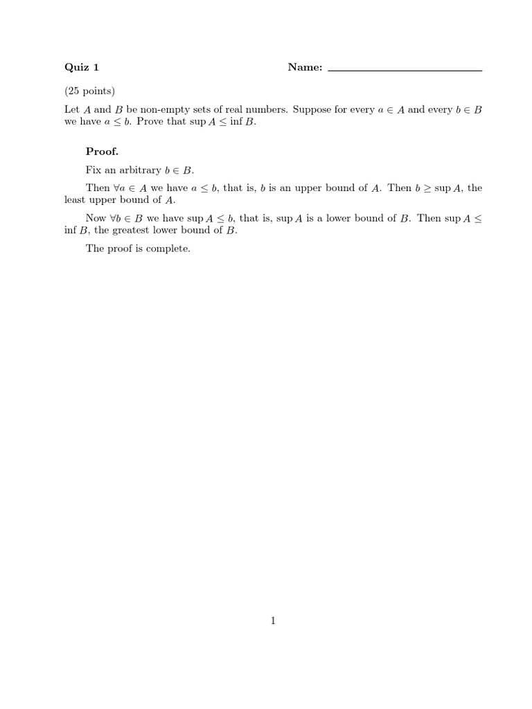 Real Analysis Proof Quiz | PDF | Mathematical Logic | Teaching Mathematics