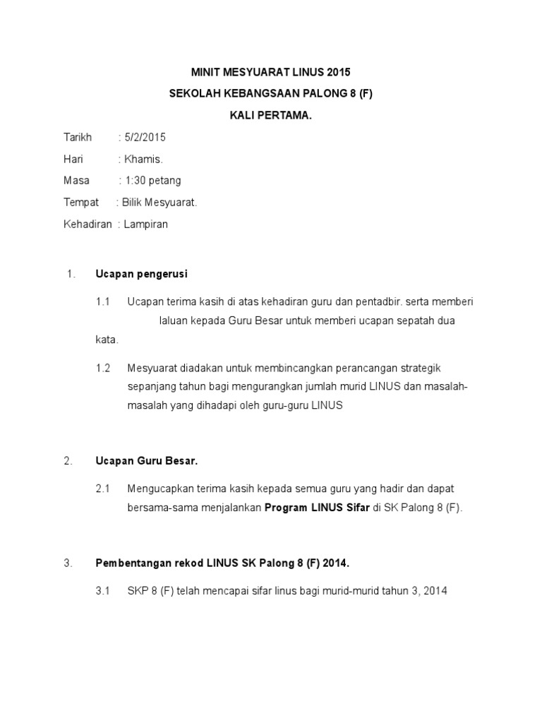 Minit Mesyuarat Linus 2015