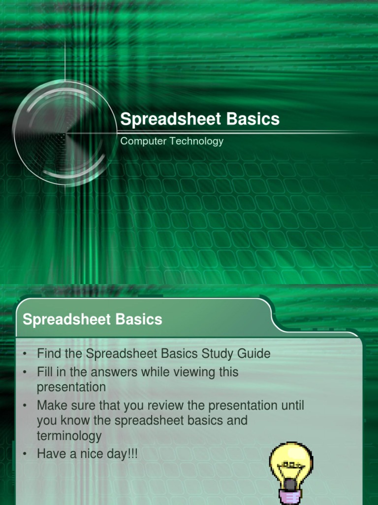 Spreadsheet Basics: Computer Technology | PDF | Microsoft Excel | Worksheet